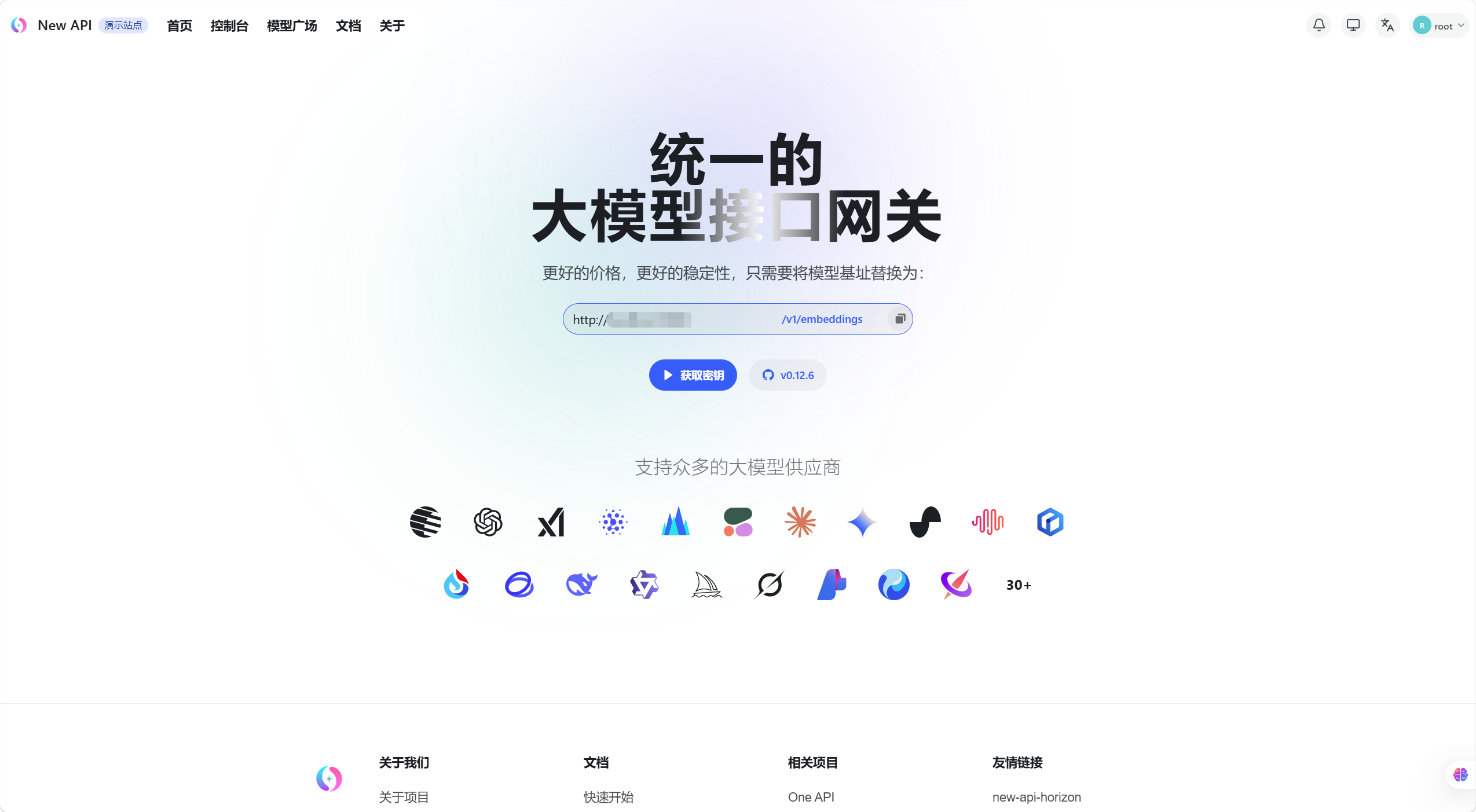 Homepage API address copy area